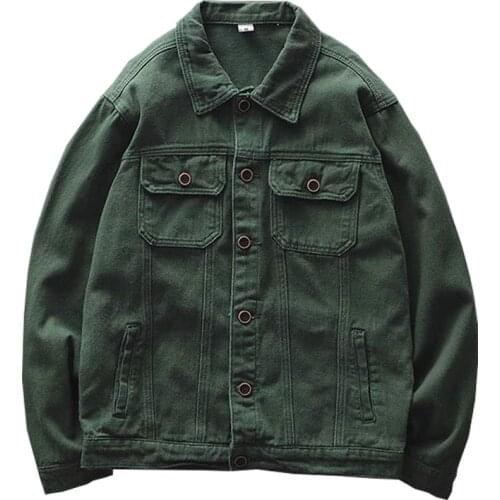 Mcikkny Men Cargo Classic Denim Jackets Solid Color Washed Outwear Top For Male Clothing Size M-2XL