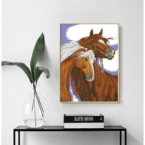 Lean Close Together Cross Stitch Kits Counted Patterns Fabric 11CT 14CT Printing Stamped Canvas Home Decor Embroidery Needlework