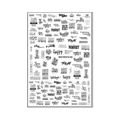 Diy Hand Painted English Words Serious Nail Stickers Non-trace Watermark Stickers Women Girl Gift Factory Sale Price