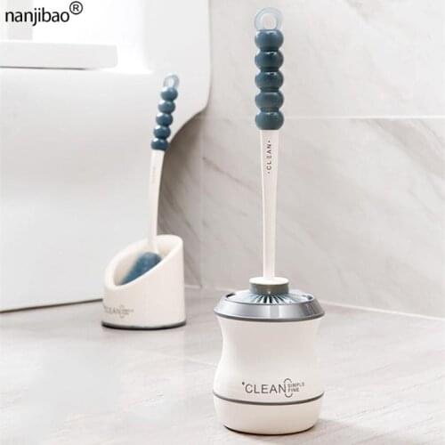 Nanjibao Floor-Standing Toilet Brush Set Long Handle WC Cleaning Brush Flexible Soft Bristles Household Items Bathroom Accessory