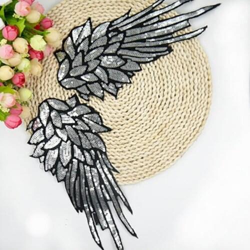 New Arrival 2 Pcs Exquisite Sequins Angel wing Sew-On Patch T-Shirt Applique Embroidery Patch Clothing Backpack Patches
