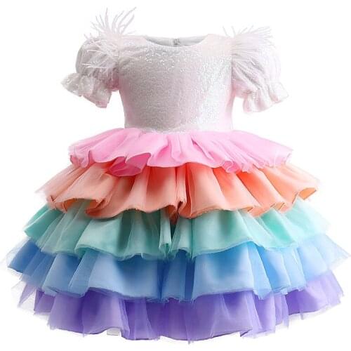 Sequin Girls Princess Dress for Baby Pageant Evening Communion Formal 1 Years Birthday Party Dresses Kid Children Wedding Clothe