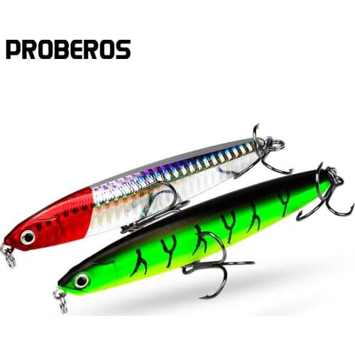 PROBEROS 1PCS Sinking Pencil Fishing Lure 10-14-18-24g Bass Trolling Lure Saltwater Lures Long Throw Isca Artificial Hard Bait