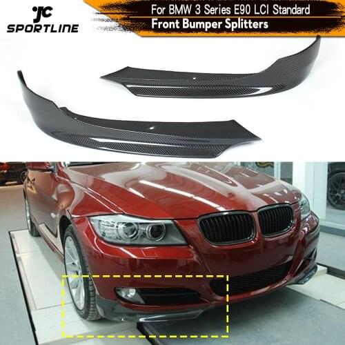 Front Bumper Lip Splitters for BMW 325i 335i E90 LCI Sedan 4-Door 2009 - 2012 Apron Winglets Flaps Spoiler Carbon Fiber / FRP
