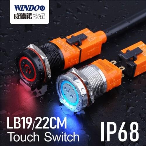 WINDOO 19mm touch button switch with led light concact control soft touch push button switch inductive switch waterproof IP68