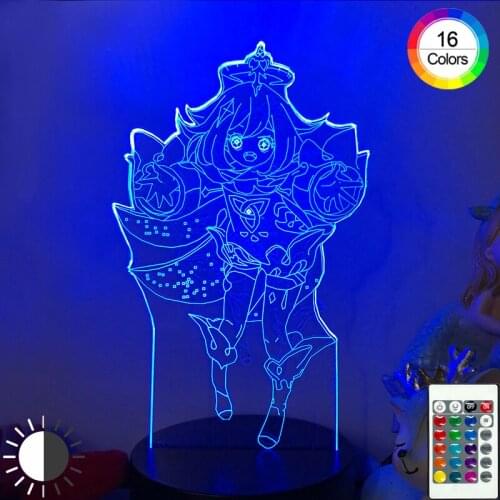 Genshin Impact 3D Illusion Lamp Night Light Hot Game Light for Bedroom Decor LED Light Atmosphere Bedside Night Lamps Kids Gift