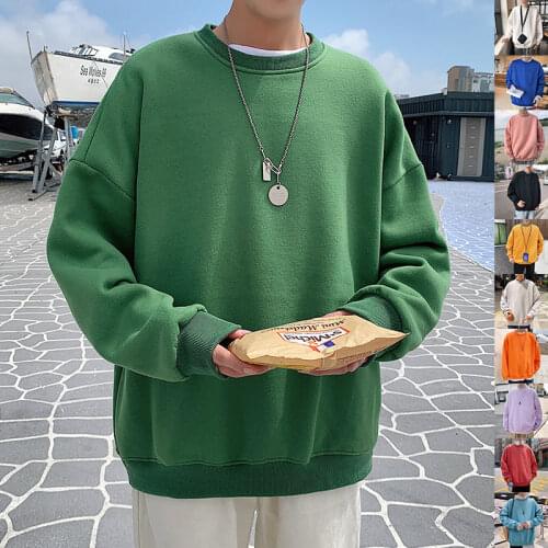*Spring new lovers long sleeve Pullover round neck solid color sweater loose fitting mens a150-wy105-special P30