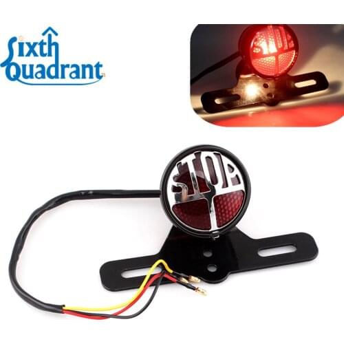 Vintage Motorcycle Round Stop License Plate Mount Tail Brake Light for most motorcycle/cruisers/bikes