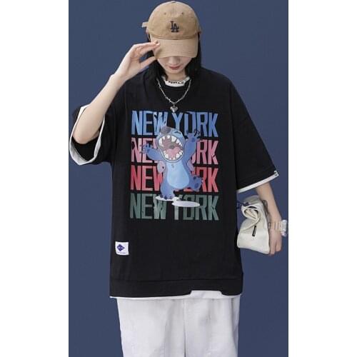 KULIQI New York Women Cartoon Cotton T-shirts Swag Style Summer Breathable Short Sleeve Tees Female Girls Casual tshirts
