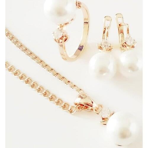 Jewlery Sets with Pearl Luxury Design Jewelry for Women 585 Gold Jewelry Necklace Earring Women Fashion Set