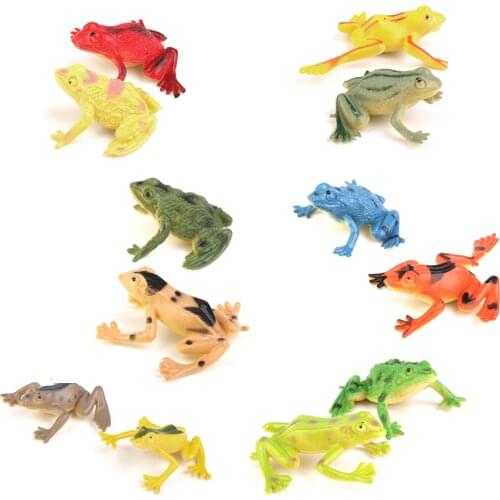 12 Pieces Mini Frog Figures Toys Plastic Lifelike Animal Model Gag Toys for Kids Halloween Party Favors School Educational Toys