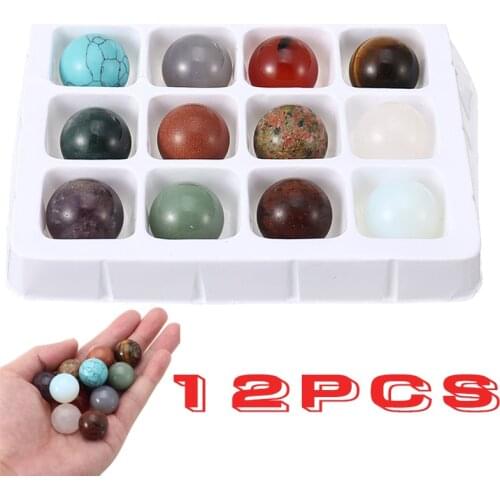 12pcs Crystal Healing Gemstone Spheres Colored Balls 20mm Assorted Natural Home Decoration Ball Random Styles