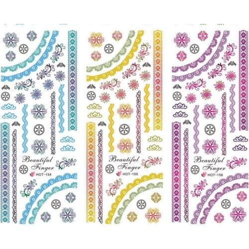 3PCS/LOT NAIL ART TATTOOS STICKER WATER SLIDER DECAL FULL COVER SWIRL VINTAGE ARABIC PATTERN LACE FIRE HOT154-156