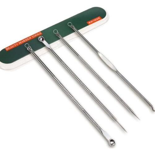 4Pcs/Set Acne Blackhead Removal Needles Pimple Spot Extractor Cleanser Beauty Face Clean Care Tools Rose Gold Silver