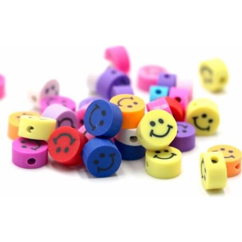 40pcs/lot Smiling Face Clay Spacer Beads Smile Beads For Jewelry Making DIY Necklace Bracelet Earring Jewelry Findings Wholesale
