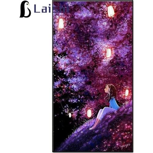 5D round drill Cartoon romantic little girl landscape DIY Diamond Embroidery Diamond Painting Full Square Rhinestone Home Decor