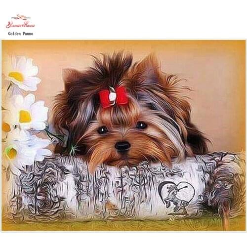 Golden Panno Diamond Mosaic Picture Rhinestones Diamond Embroidery Dog Sale Full Square Diamond Painting Animal Cross Stitch