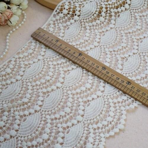 Beige Cotton Embroidered Lace Scallop Border Fabric Trim Crochet Hollow DIY Sewing Handmade Craft Materials