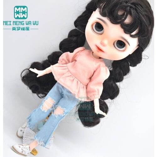 Blyth clothes fashion Lantern sleeve shirts, jeans, shorts for 28-30cm Azone OB23 OB24 doll accessories