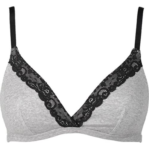 Sexy Bras Underwear Women Color Block Triangle Cup Lace Wireless Cotton Bralette Unpadded Bra Thin Seamless Brassiere Lingeries