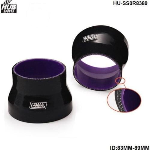 Black 83mm-89mm TURBO INTAKE SILICONE Straight Reducer Hose Pipe Coupler 4-ply Universal HU-SS0R8389