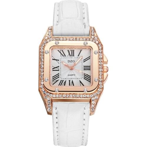 Dzg Brand 2021 New Ring Diamond Card Small Square Watch Starry Diamond Fashion Ladies Belt Watch Quartz Watch