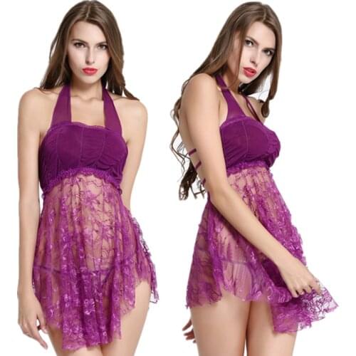 Exotic Apparel Women Sexy lingerie porno intimates Exotic Dresses hot purple color nightgown sleepwear cosumes
