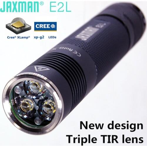 JAXMAN E2L 3LED TIR LENS flashlight 18650 flashlight torch CREE XPG2 camping cycling outdoors free shipping