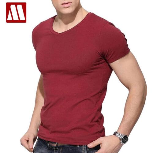 To 5xl Cotton Mens Tee Shirts High Qualty Base Mans T Shirts Cotton Summer Male Basic T-shirt Free Shipping V Neck Plus Size