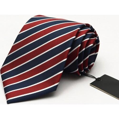 Ties Men 2019 New Cool Mens Business Suit Red Navy Blue Striped Necktie 9cm Hotel Unit Group Work Conference Tie with Gift Box