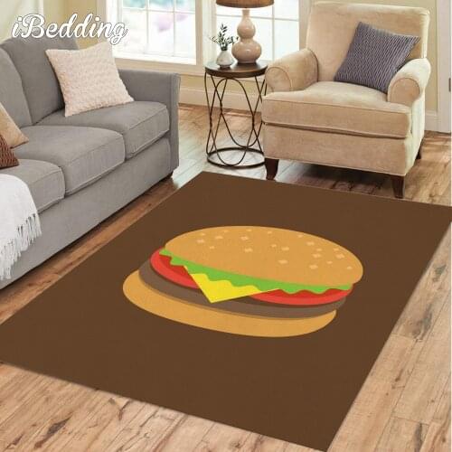 Nice Food Hamburger Rugs and Carpets for Home Living Room Luxury Large Area Rug Anime Floor Mat Teenager Bedroom Decor
