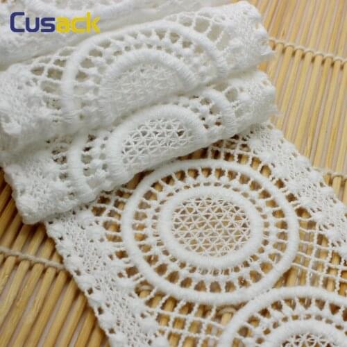 Cusack 20 yards 8 cm Cream Round Cotton Lace Ribbon Trims Applique Costume Trimmings Home Textiles Sewing Lace Fabric