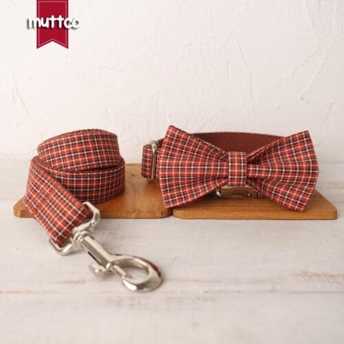 MUTTCO retailing nice self-design dog collar GENTLE PLAID handmade poly satin and nylon 5 sizes dog collar UDC103