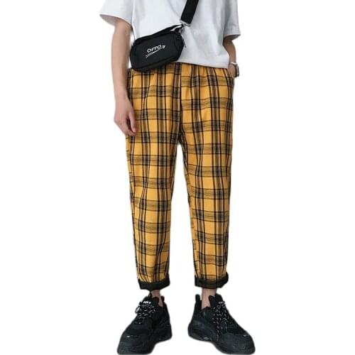 Men Women Korean Black Plaid Casual Pants 2021 Mens Streetwear Harem Pants Male Checkered Trousers Plus Size