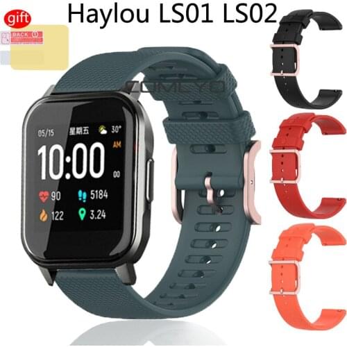Soft Silicone Band for Xiaomi Haylou LS02 Smart watch Sport bracelet for haylou ls01 Wrist Strap Correa Belt screen protector
