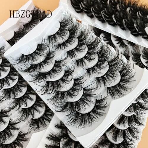 NEW7Pairs 25 mm 3D Mink Lashes Bulk Faux with Custom Box Wispy Natural Mink Lashes Pack Short Wholesales Natural False Eyelashes