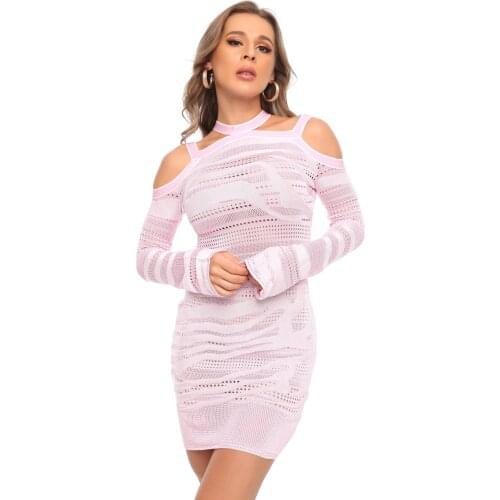 New fashion O-Neck Sexy mini dresses women pink hpllow out Brithday Bodycon Summer Celebrity vestidos de mujer casual