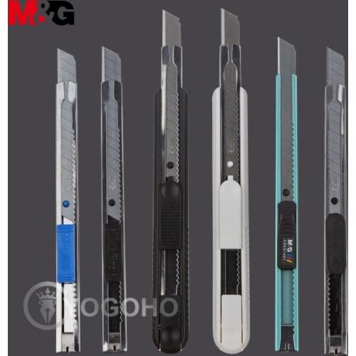 M&G 9MM/18MM Blade Aluminum Alloy Utility Knife Art Knife Paper Cutter Metal Blade Self-Locking Design Angle
