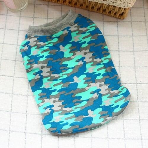 PETCIRCLE Dog Clothes Blue/Green Camouflage Vest Crew Neck Shirt For French Bulldog Corgi Pug Dog For Small Dogs For All Seasons