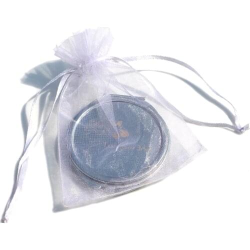 Perosonalized Engraved Compact mirror Favors with organza pouch Silver Makeup Mirror Mothers Day Favors gift #18032 100x/lot