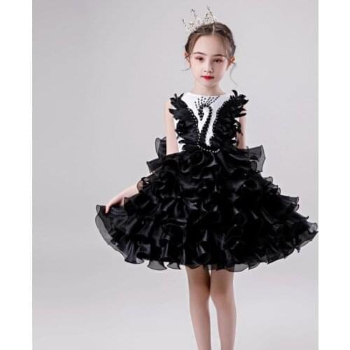 Baby Girls Beading Green Flower Dresses Kids Puffy Layered Tutu Princess Dress Toddlers Birthday Party Event Prom Gowns L997