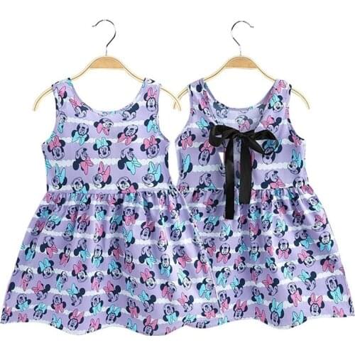 Girls Dress Cartoon Minnie Mouse Summer Dress Toddler Girl Bow Dress Baby Girl Princess Dress Little Girls Costume 2-8 Years