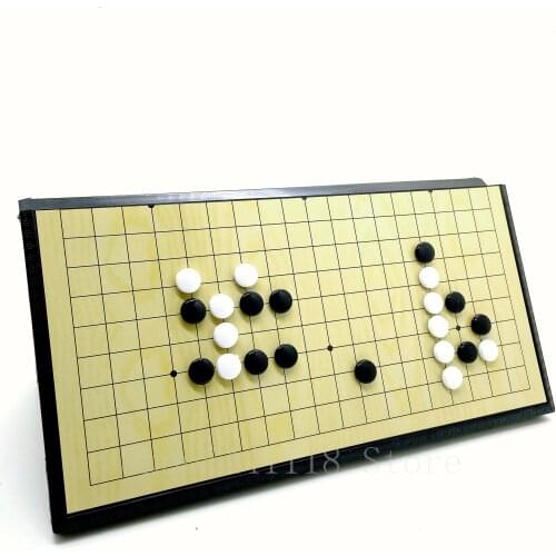 Portable Magnetic Go Game Set With Single Convex Magnetic Plastic Stones Set Go Board Foldable for Party Travel Fishing