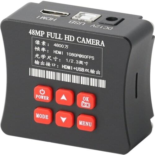 48MP 1080P 1/2.33 HDMI USB Industrial Video Microscope Camera TF Storage + 180X 300X C-Mount Lens For PCB Soldering Phone Repair