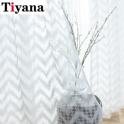 Wave White Tulle Curtains For Living Room Sheer Curtains For Bedroom Kitchen For Tulle Striped Voile Curtains For Window M246Z
