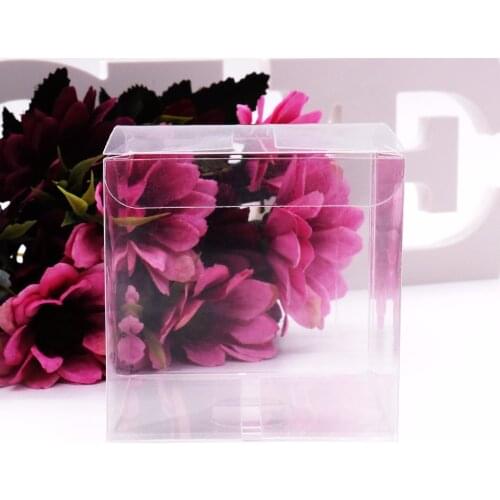 50Pcs/lot Transparent Clear Gift Candy Box Square PVC Chocolate Bags Boxes Wedding Favor Party Event Decoration caja de dulces