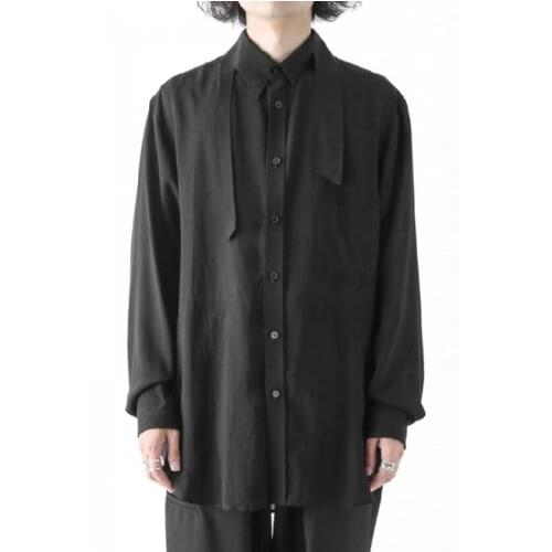 S-6xl Plus Size Men Shirt Super Loose Irregular Collar Long Sleeve Black Casual Shirts Hair Stylist Singer Personality Clothing