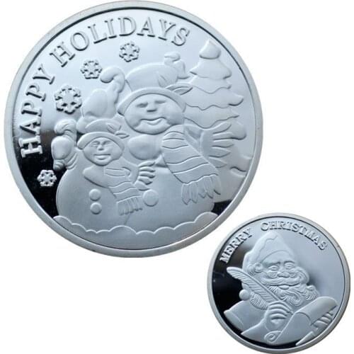 Merry Christmas Happy Holidays Silver Plated Commemorative Coin Souvenir Challenge Collectible Coins Collection Gift