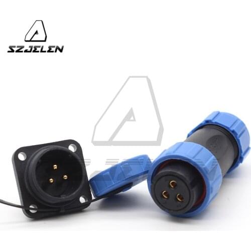 SP21 3 Pin Waterproof Connector Automotive Square Panel Mount Connectors Male Socket and Female Plug IP68