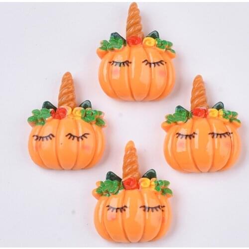20pcs Halloween Pumpkin Resin flat back Cabochons for Jewelry Making Embellishments Accessories Wholesale Dark Orange